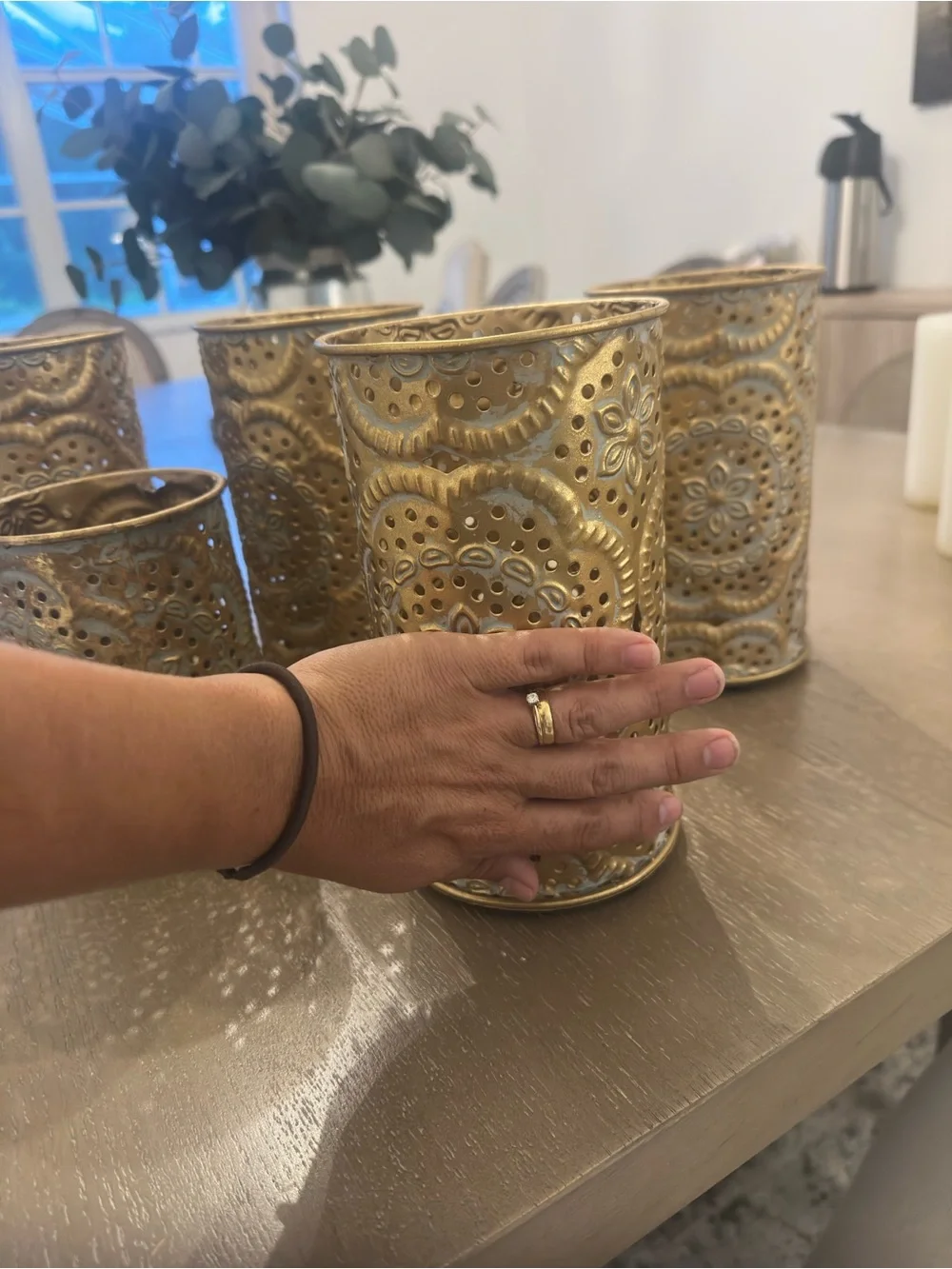 Unbranded Gold Embossed Metal Votive Candle Holders - Set of 5